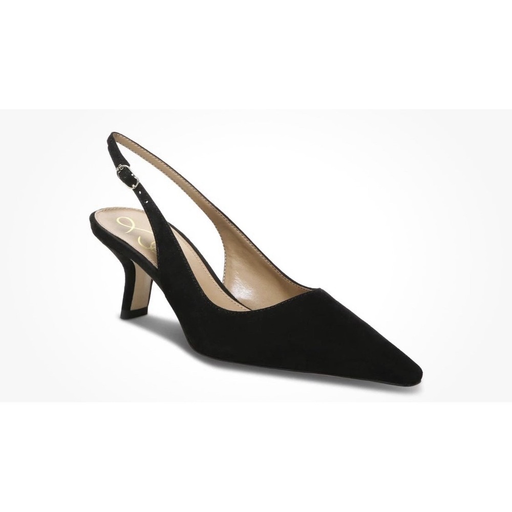 Women's Sam Edelman Bianka Slingback Pumps Black Suede Size 9.5